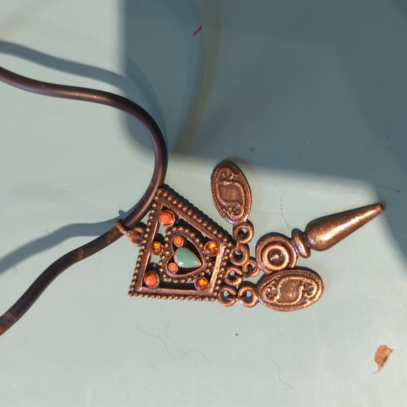 Native style copper and black necklace - Picture 2 of 3
